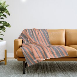 [ Thumbnail: Light Salmon and Grey Colored Striped/Lined Pattern Throw Blanket ]