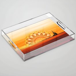 Sunset Sail - Warm Sunset Beach Art Acrylic Tray
