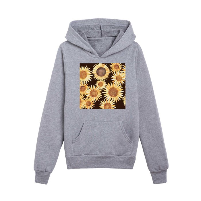 Sunflowers in watercolor 1. Kids Pullover Hoodie