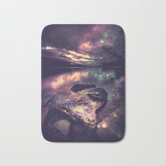 Magical Mountain Lake : Eggplant Teal Bath Mat