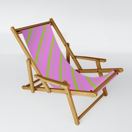 [ Thumbnail: Violet and Green Colored Lines/Stripes Pattern Sling Chair ]