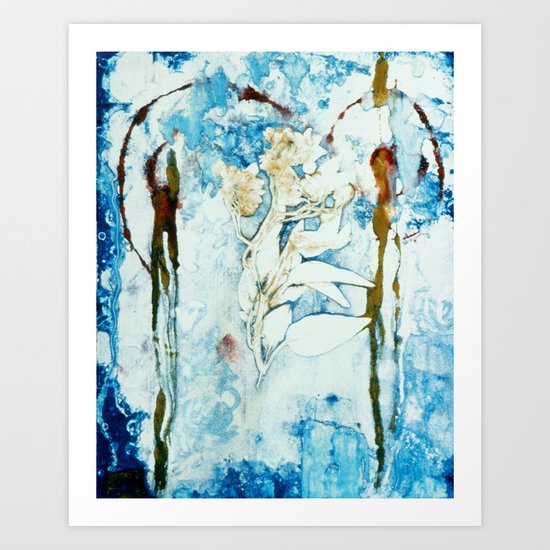 Painterly Floral Monoprint Art Print