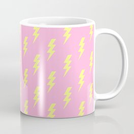 Lightning Bolt Pattern Thunderbolt Lightning Bolt Print Thunder Pattern Pink and Yellow Colors Coffee Mug