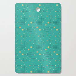 Mid Century Atomic Age Pattern Teal, Orange and Yellow Cutting Board