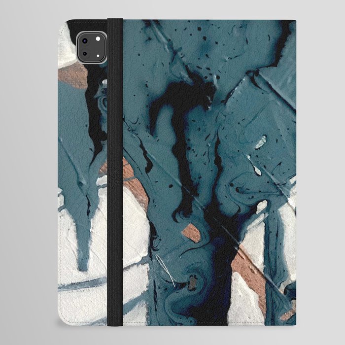 Fortune[4]: A bold, minimal, abstract mixed-media piece in blue and black iPad Folio Case