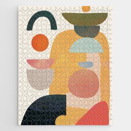 Modern Abstract Art 70 Jigsaw Puzzle | Home Decor, Mid Century, Minimalistic, Curated, Collage, Painting, Graphicdesign, Drawing, Stripes, Abstract 