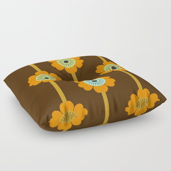 Cool Cat - minimal retro vibes floral flower power 1970s style throwback colors decor 70 s Floor ...