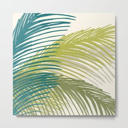 Green Palm Leaf Silhouettes Metal Print