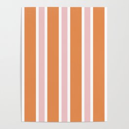 Orange Pink White Stripe - Bold Color-Play Poster