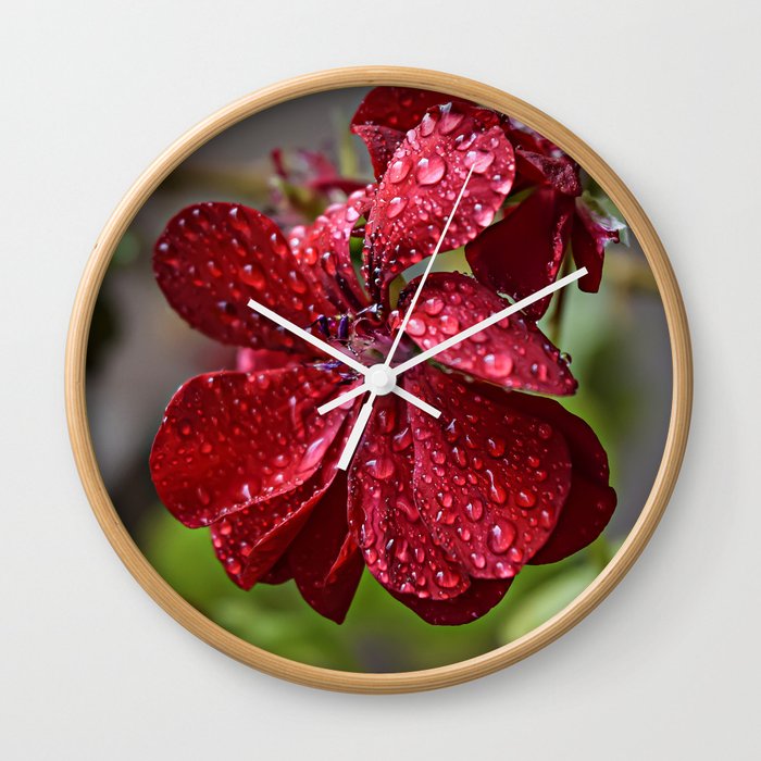 Rainy Blooming Flower Wall Clock