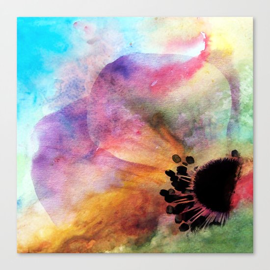 Abstract anemone one colorful watercolor Canvas Print