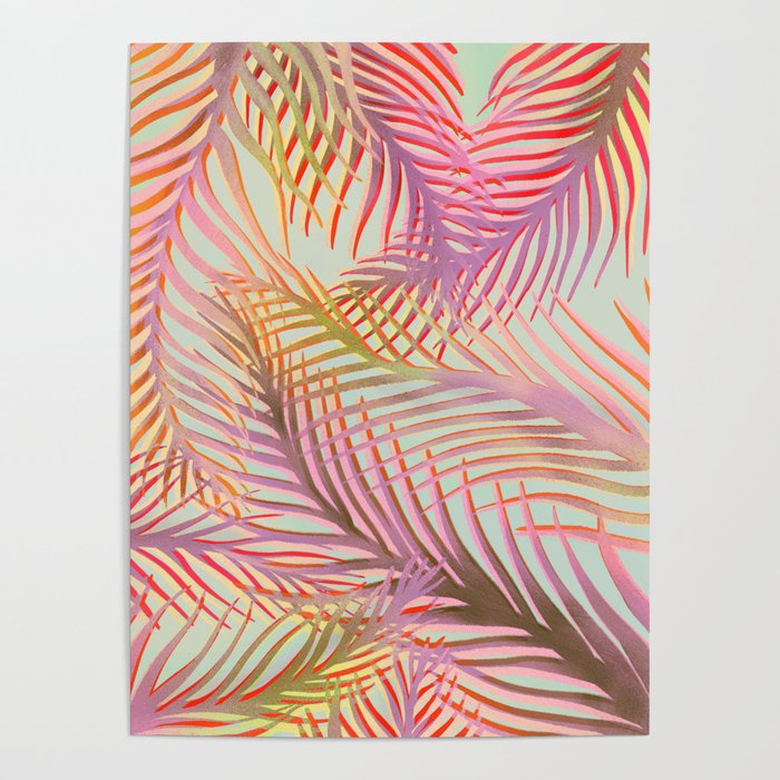 Tropical Palms Pattern - Pink, Purple, Orange Poster