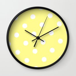 Yellow and White Polka Dot Wall Clock