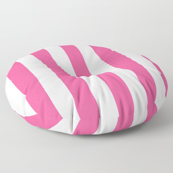 Violet-red pink - solid color - white vertical lines pattern Floor Pillow