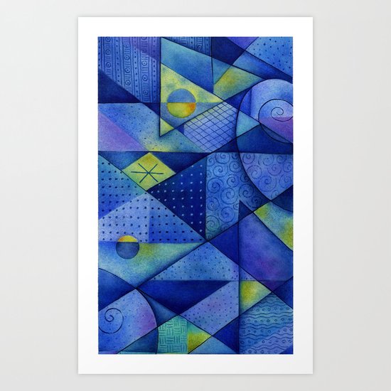 Blue Triangles Art Print