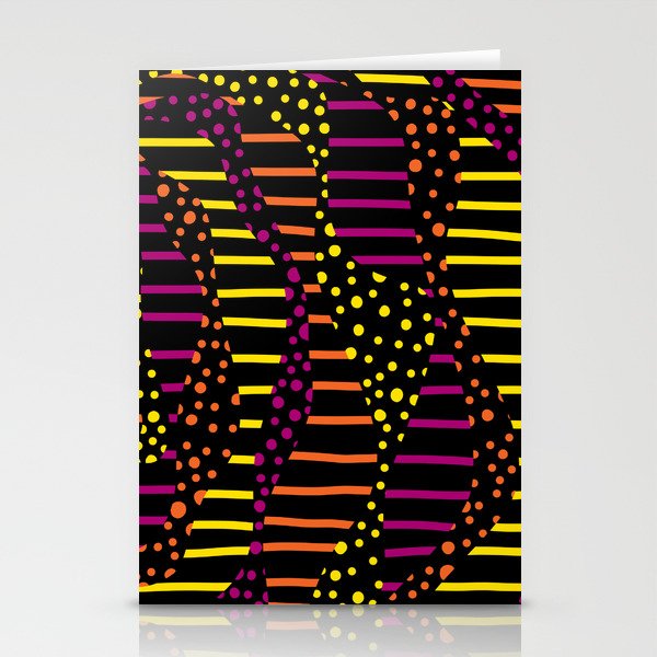Spots and Stripes 2 - Black, Pink, Orange and Yellow Stationery Cards