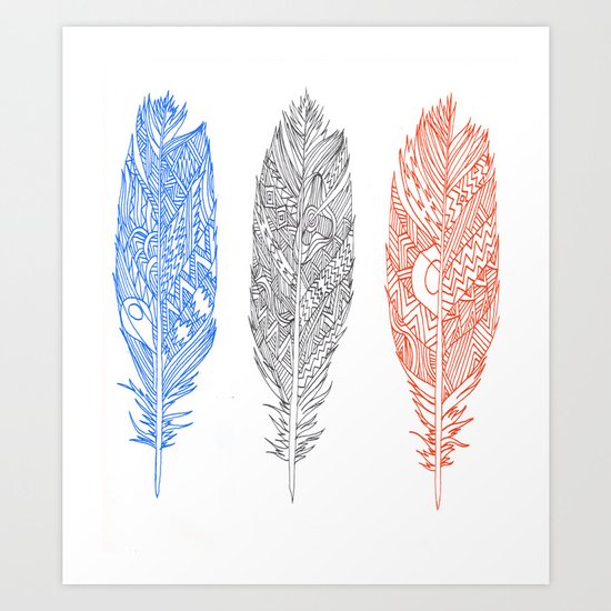 Patterned Plumes Art Print