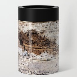 Distressed Wyoming Log Close Up Photo Can Cooler