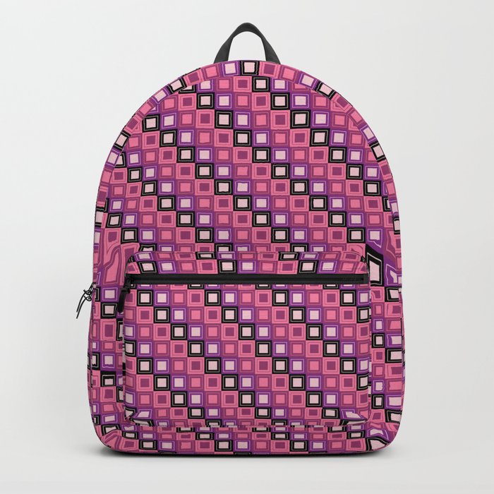 Vintage Art Deco Cube Pattern Magenta And Pink Retro Boho Aesthetic Backpack