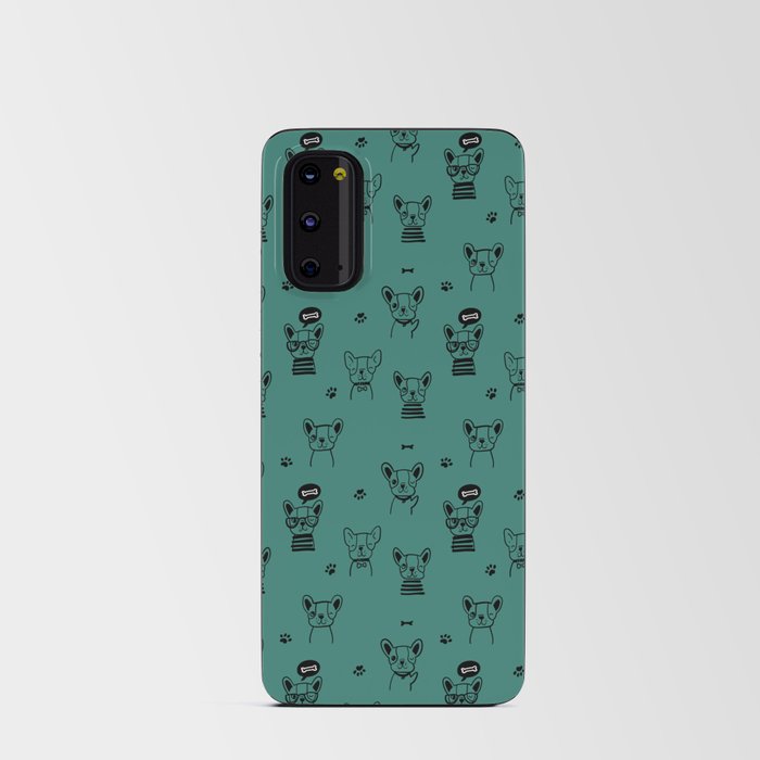 Green Blue and Black Hand Drawn Dog Puppy Pattern Android Card Case