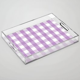 Gingham Plaid Pattern (lavender/white) Acrylic Tray