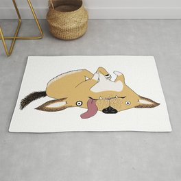 Puppy happily lying on their back Rug