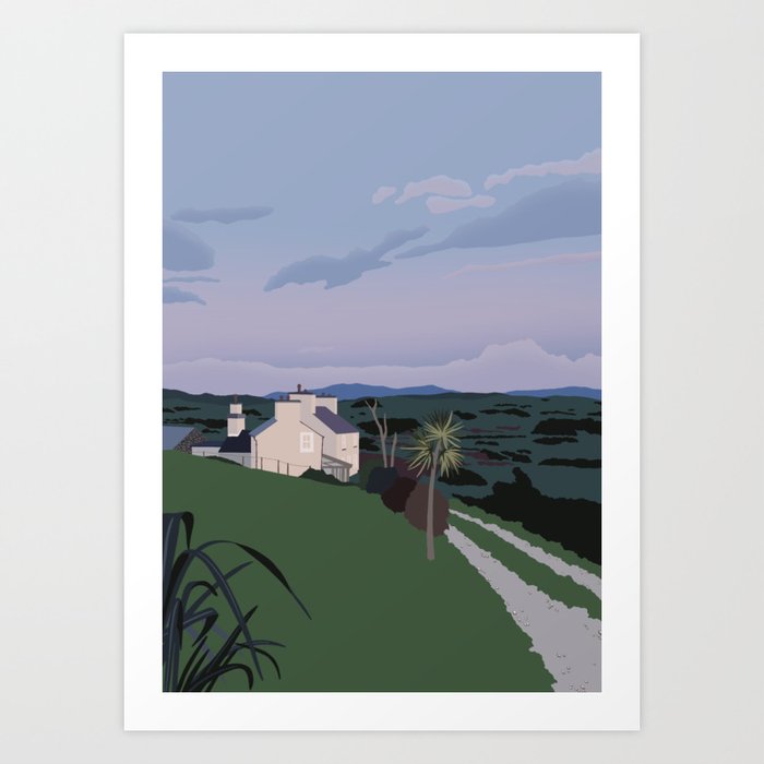 Cottage in Criccieth, North Wales Print | Travel Illustration Art Print