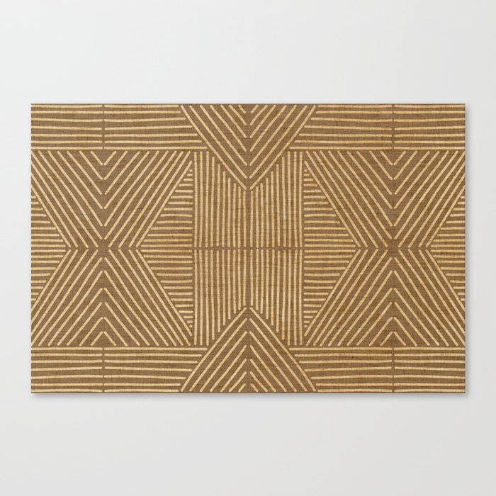 Golden ochre lines - textured abstract geometric Canvas Print