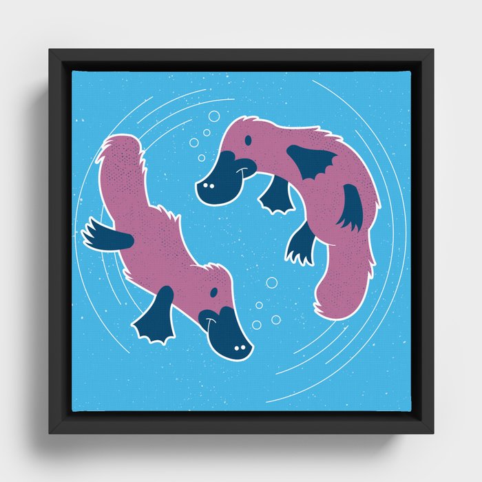 Platypus Friends Framed Canvas