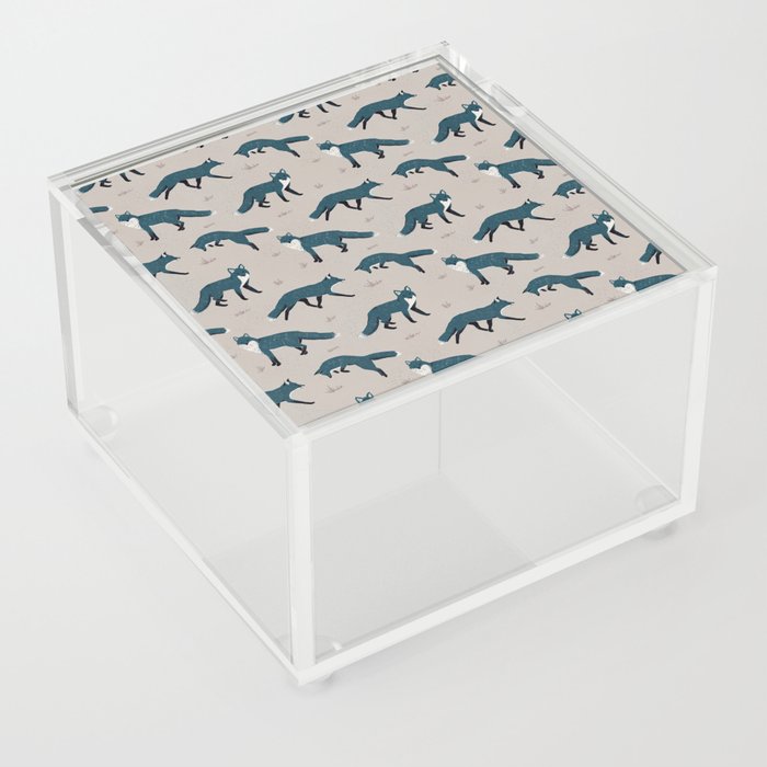 Midnight Foxes in Blue Jumping Fox Acrylic Box