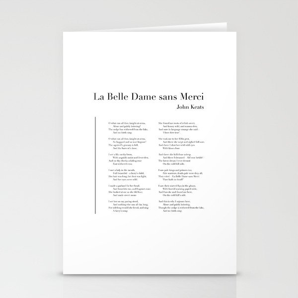La Belle Dame sans Merci by John Keats Stationery Cards