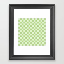 Checkerboard Mini Check Pattern in Pastel Light Lime Green Framed Art Print