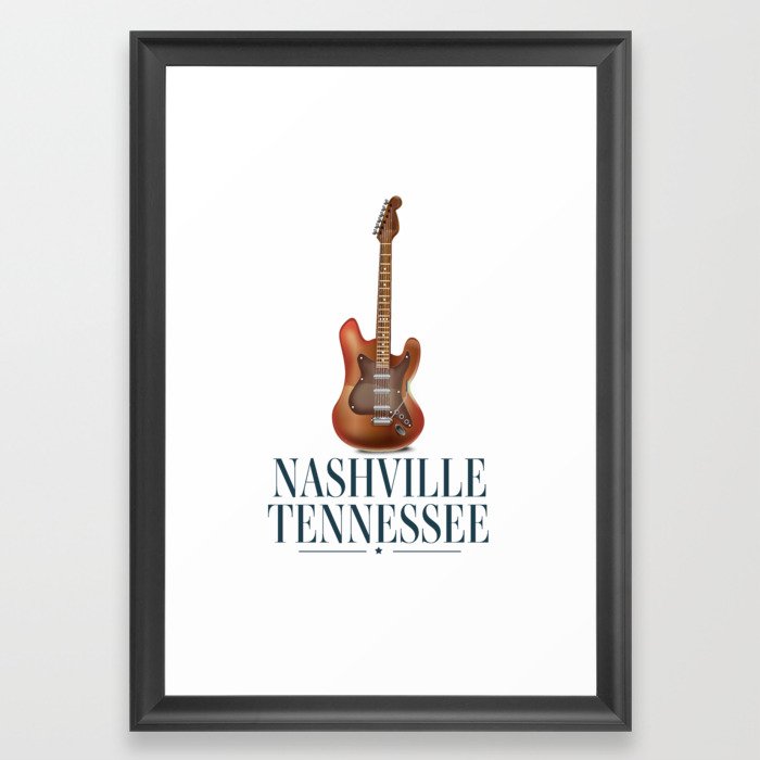 Nashville Tennessee Guitar. Framed Art Print