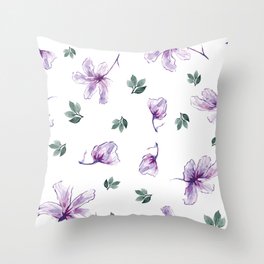 Delicate Light Purple Watercolor Flowers  Throw Pillow