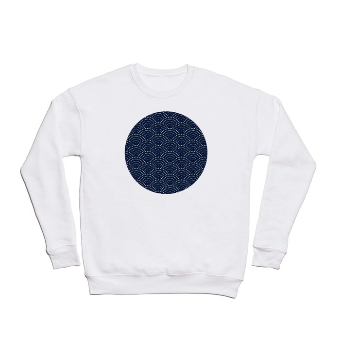Japanese Blue Wave Seigaiha Indigo Super Moon Ocean Crewneck Sweatshirt