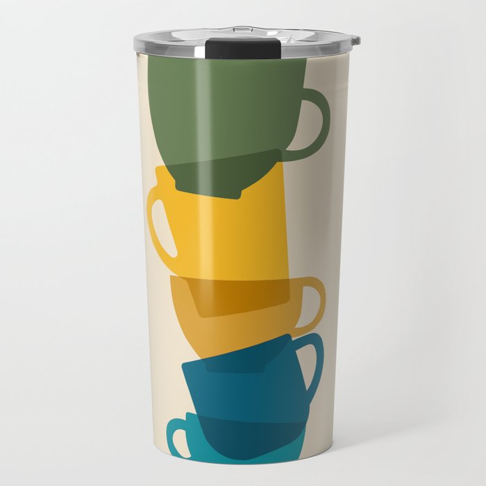 Stack of Teacups and Mugs Travel Mug