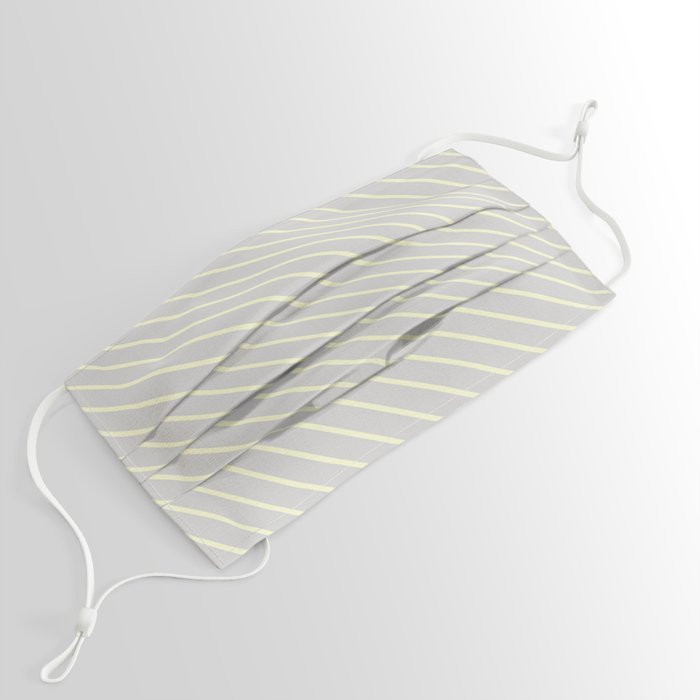 Light Gray and Light Yellow Colored Lines/Stripes Pattern Face Mask