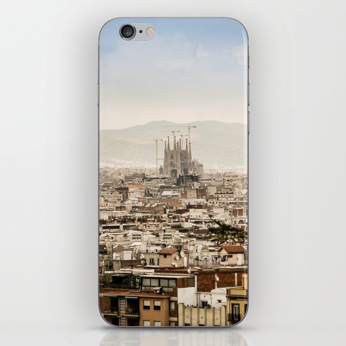 Spain Photography - Overview Over Barcelona Under The Gray Sky iPhone Skin