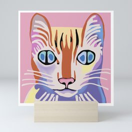 Alien Tabby Cat with Four Pupils Mini Art Print