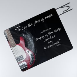 The Flow of Music Minimal Guitar Portrait with Light Painting and Quote Picnic Blanket