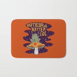 Nothing Matters Frog Bath Mat | 70S, Digital, Void, Retro, Lol, Graphicdesign, Nihilist, Psychedelic, 90S, Typography 