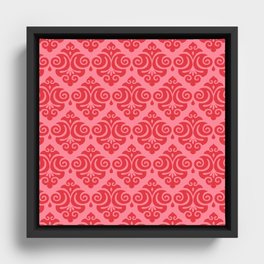 Victorian Gothic Pattern 525 Red and Pink Framed Canvas