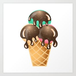 Very cute and look so yummy icecream with chocklate syrup . Art Print