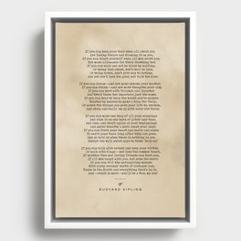 Rudyard Kipling, If - Typewriter Quote On Old Paper - Literary Poster - Book Lover Gifts Framed Canvas