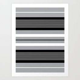 Classic black , gray and white stripes pattern Art Print
