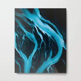 Minimalistic and Moody Glacial Rivers in Iceland – Aerial Landscape Photography Metal Print