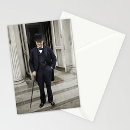 Winston Churchill At White House - 1929 - Colorized Stationery Card
