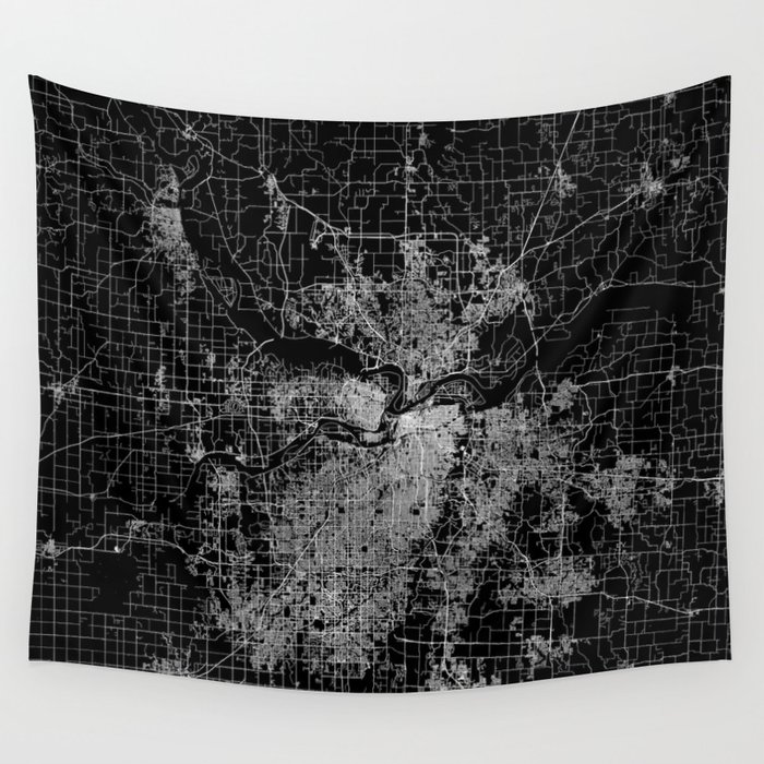 Kansas City map Wall Tapestry by Line Line Lines  Society6