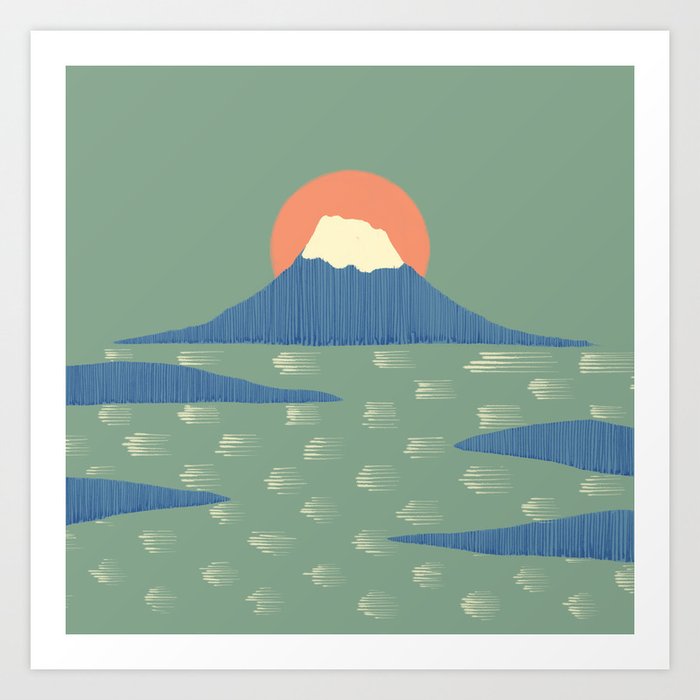 Abstraction pattern 28b minimal Mount Fuji ocean Art Print