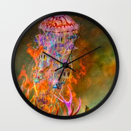 Fire Deer and the Jellyfish Wall Clock